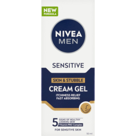 Nivea Men Sensitive krémový gel na citlivou pleť a strniště, 50 ml