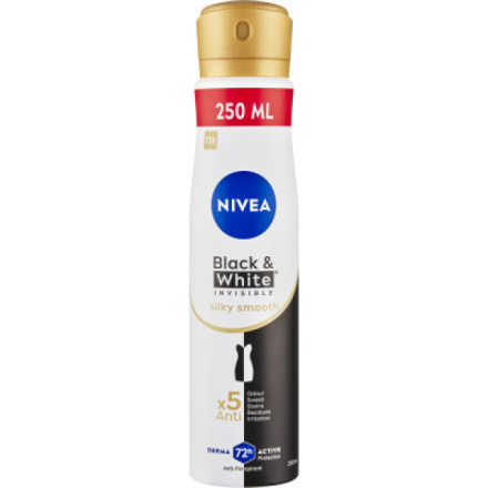 Nivea Black & White Invisible Silky Smooth antiperspirant ve spreji, 250 ml deospray