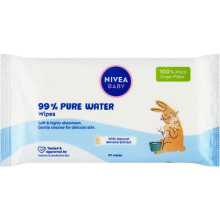 Nivea Baby 99% Pure Water čisticí ubrousky, 57 ks