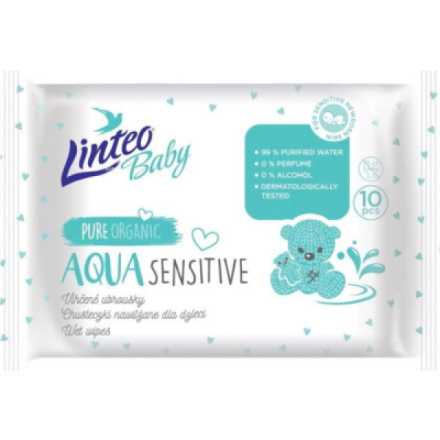 Linteo Baby vlhčené ubrousky Aqua Sensitive, 10 ks