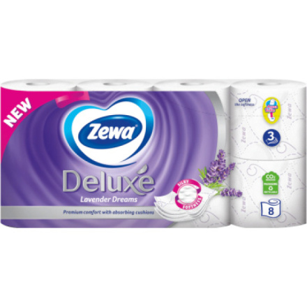 Zewa Deluxe Lavender Dreams 3vrstvý toaletní papír, 19,3 m, 8 rolí