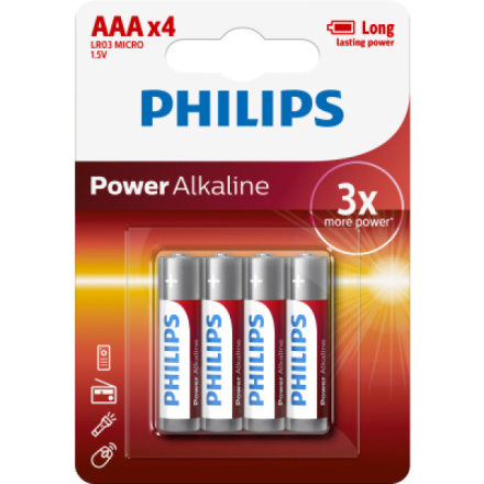 Baterie Philips Power Alkaline 2 ks AAA LR03 Micro 1,5V