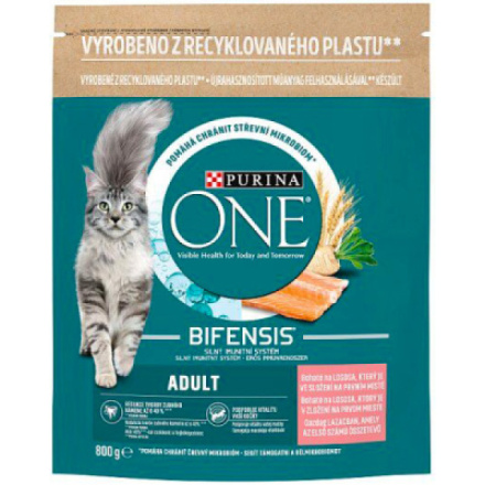 Purina One Adult granule pro kočky s lososem a celozrnými obilovinami, 800 g