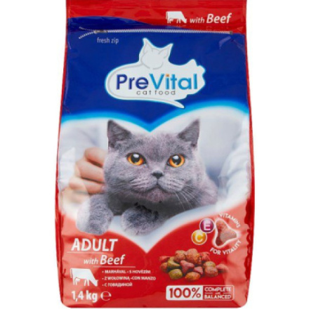 PreVital Adult granule pro kočky hovězí, 1,4 kg