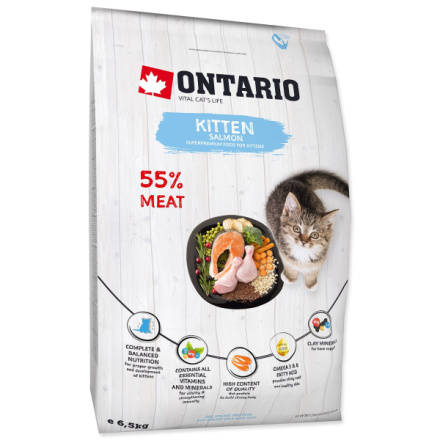 Krmivo Ontario Kitten Salmon 6,5kg 213-10077|X|X|KS