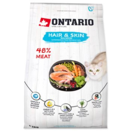 Krmivo Ontario Cat Hair & Skin 2kg 213-10175|X|X|KS