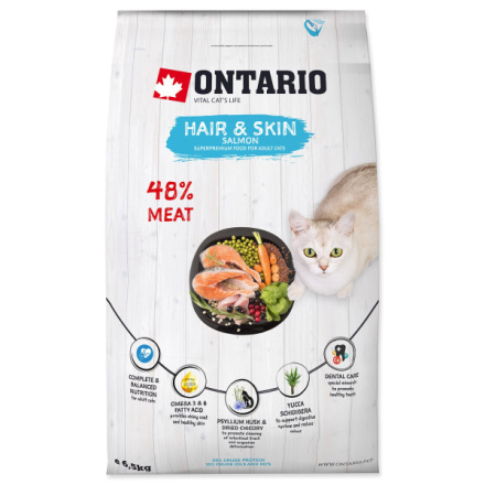 Krmivo Ontario Cat Hair & Skin 6,5kg 213-10177|X|X|KS