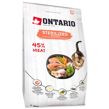 Krmivo Ontario Cat Sterilised Salmon 2kg 213-10775|X|X|KS