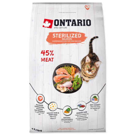 Krmivo Ontario Cat Sterilised Salmon 6,5kg 213-10777|X|X|KS