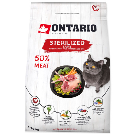 Krmivo Ontario Cat Sterilised Lamb 0,4kg 213-10793|X|X|KS