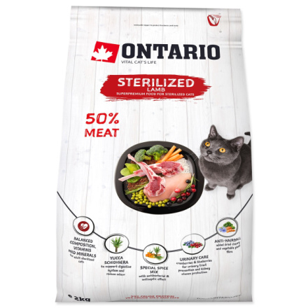 Krmivo Ontario Cat Sterilised Lamb 2kg 213-10795|X|X|KS