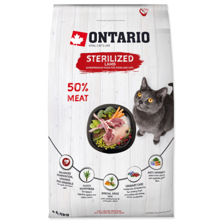 Krmivo Ontario Cat Sterilised Lamb 6,5kg 213-10797|X|X|KS