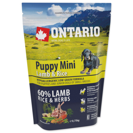 Krmivo Ontario Puppy Mini Lamb & Rice 0,75kg 214-10193|X|X|KS