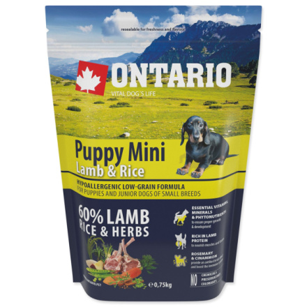 Krmivo Ontario Puppy Mini Lamb & Rice 0,75kg 214-10193|X|X|KS