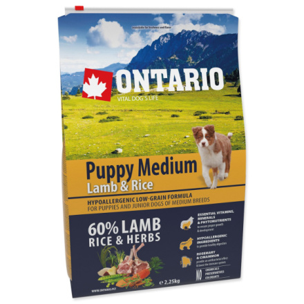 Krmivo Ontario Puppy Medium Lamb & Rice 2,25kg 214-10295|X|X|KS