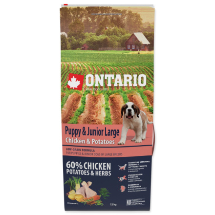 Krmivo Ontario Puppy & Junior Large Chicken & Potatoes 12kg 214-10438|X|X|KS