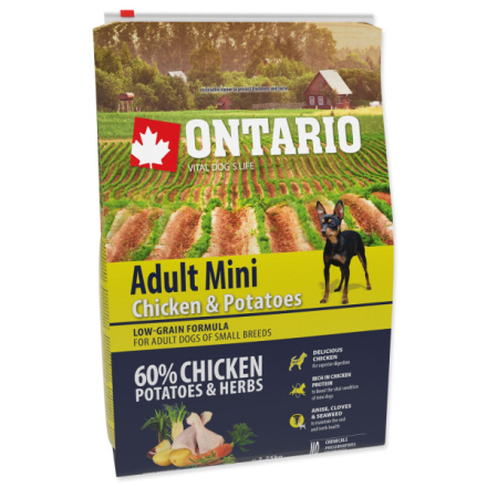 Krmivo Ontario Adult Mini Chicken & Potatoes 2,25kg 214-10535|X|X|KS