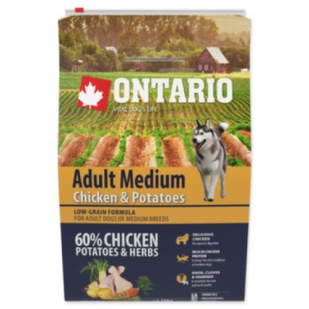 Krmivo Ontario Adult Medium Chicken & Potatoes 2,25kg 214-10635|X|X|KS