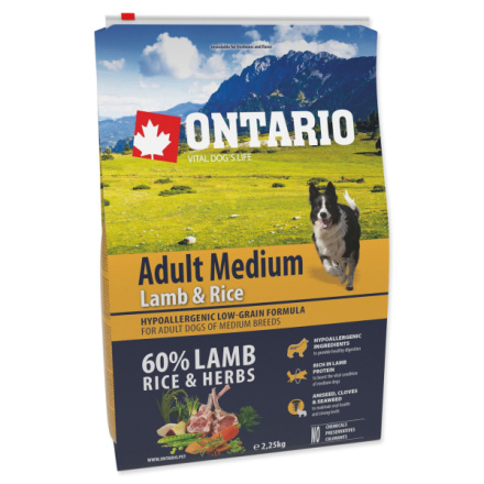 Krmivo Ontario Adult Medium Lamb & Rice 2,25kg 214-10695|X|X|KS