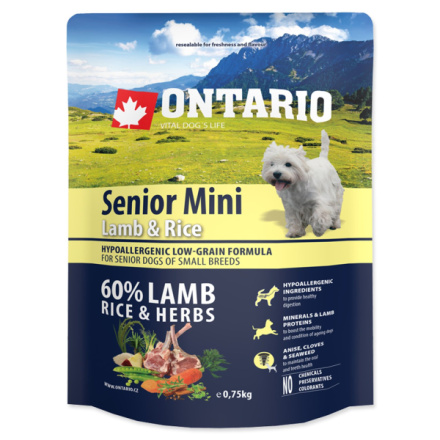 Krmivo Ontario Senior Mini Lamb & Rice 0,75kg 214-11193|X|X|KS