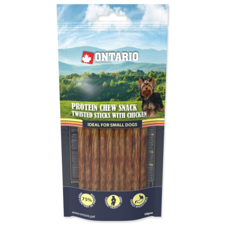 Pochoutka Ontario Protein kuře, žvýkací kroucená tyčinka 10ks 12,7cm 214-56035|X|X|KS