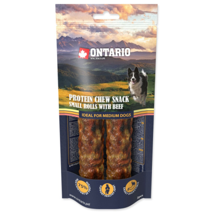 Pochoutka Ontario Protein hovězí, žvýkací rolka malá 2ks 12,7cm 214-56052|X|X|KS