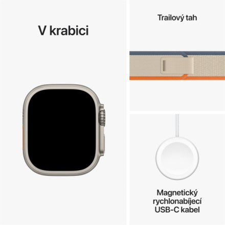 Apple Watch Ultra 2 49mm titanové pouzdro s oranžovo-béžovým trailovým tahem - M/L MRF23CS/A