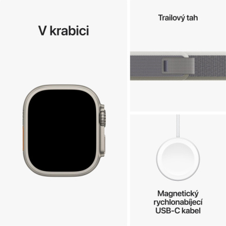 Apple Watch Ultra 2 49mm titanové pouzdro se zeleno-šedým trailovým tahem - M/L MRF43CS/A