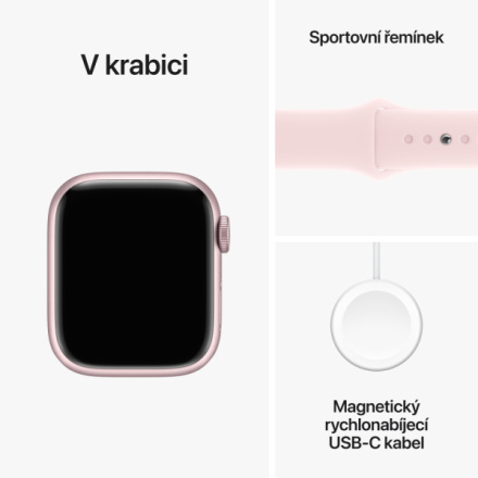 Apple Watch Series 9 41mm Růžový hliník se světle růžovým sportovním řemínkem - M/L MR943QC/A