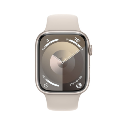 Apple Watch Series 9 45mm Hvězdně bílý hliník s hvězdně bílým sportovním řemínkem - S/M MR963QC/A
