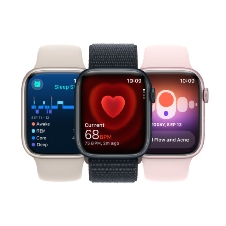 Apple Watch Series 9 45mm Růžový hliník se světle růžovým sportovním řemínkem - M/L MR9H3QC/A