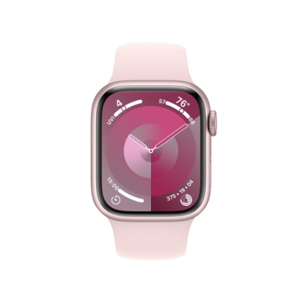 Apple Watch Series 9 41mm Cellular Růžový hliník se světle růžovým sportovním řemínkem - S/M MRHY3QC/A
