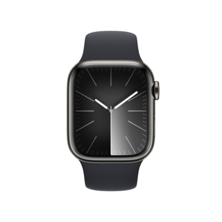 Apple Watch Series 9 41mm Cellular Grafitově šedý nerez s temně inkoustovým sportovním řemínkem - M/L MRJ93QC/A