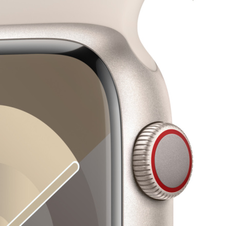 Apple Watch Series 9 45mm Cellular Hvězdně bílý hliník s hvězdně bílým sportovním řemínkem - S/M MRM83QC/A