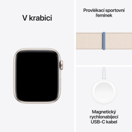 Apple Watch SE 44mm Hvězdně bílý hliník s hvězdně bílým provlékacím sportovním řemínkem MRE63QC/A