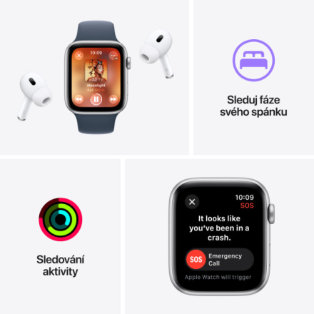 Apple Watch SE Cellular 44mm Hvězdně bílý hliník s hvězdně bílým sportovním řemínkem - M/L MRGX3QC/A