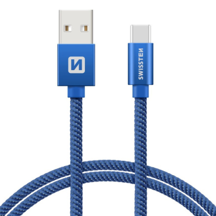 SWISSTEN Textile USB-C, datový kabel, modrý, 2 m 71521308