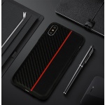 Pouzdro MOTO CARBON Case Samsung Galaxy A5 A530 2018 / A8 2018 Černá s červeným pruhem 55346