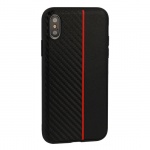 Pouzdro MOTO CARBON Case Samsung J600 samsung Galaxy J6 2018 Černá s červeným pruhem 55362