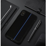 Pouzdro MOTO CARBON Case pro Huawei Nova 4 Černá s modrým pruhem 55450