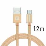 SWISSTEN TEXTILE datový kabel USB - micro USB 1.2m zlatá  7152220444