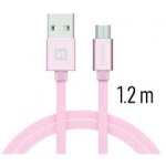 SWISSTEN TEXTILE datový kabel USB - micro USB 1.2m růžová 71522205