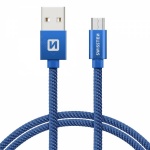 SWISSTEN TEXTILE datový kabel USB - (USB TYP C) 2m modrá 71521308