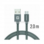 SWISSTEN TEXTILE datový kabel USB - micro USB 2m šedá 71522302