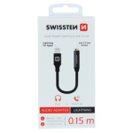 AUDIO ADAPTÉR Swissten TEXTILE LIGHTNING /JACK(samice) 0,15 M ČERNÝ 73501211