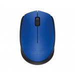 Logitech M171/Kancelářská/Optická/1 000 DPI/Bezdrátová USB/Černá-modrá, 910-004640