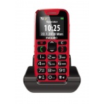 EVOLVEO EasyPhone, mobilní telefon pro seniory s nabíjecím stojánkem (červená barva), EP-500-RED