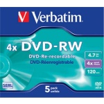 VERBATIM DVD-RW (4x, 4,7GB), 5ks/pack, 43285