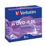 VERBATIM DVD+R(5-pack)DoubleLayer/Jewel/8x/8,5GB, 43541