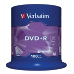 VERBATIM DVD+R(100-Pack)Spindl/MattSlvr/16x/4.7GB, 43551